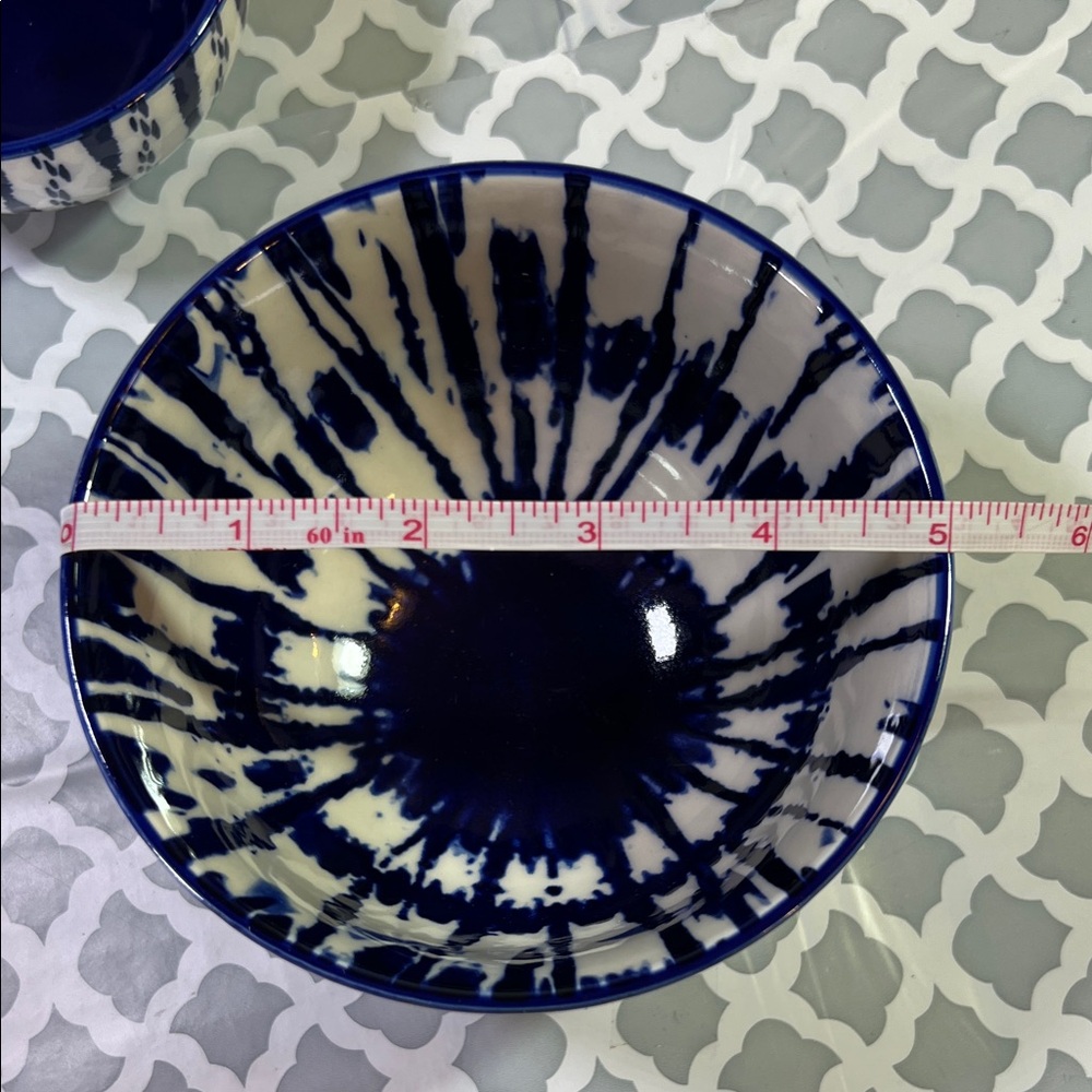West Elm Blue and White Drip Glaze Ceramic Bowls - Picture 4 of 7